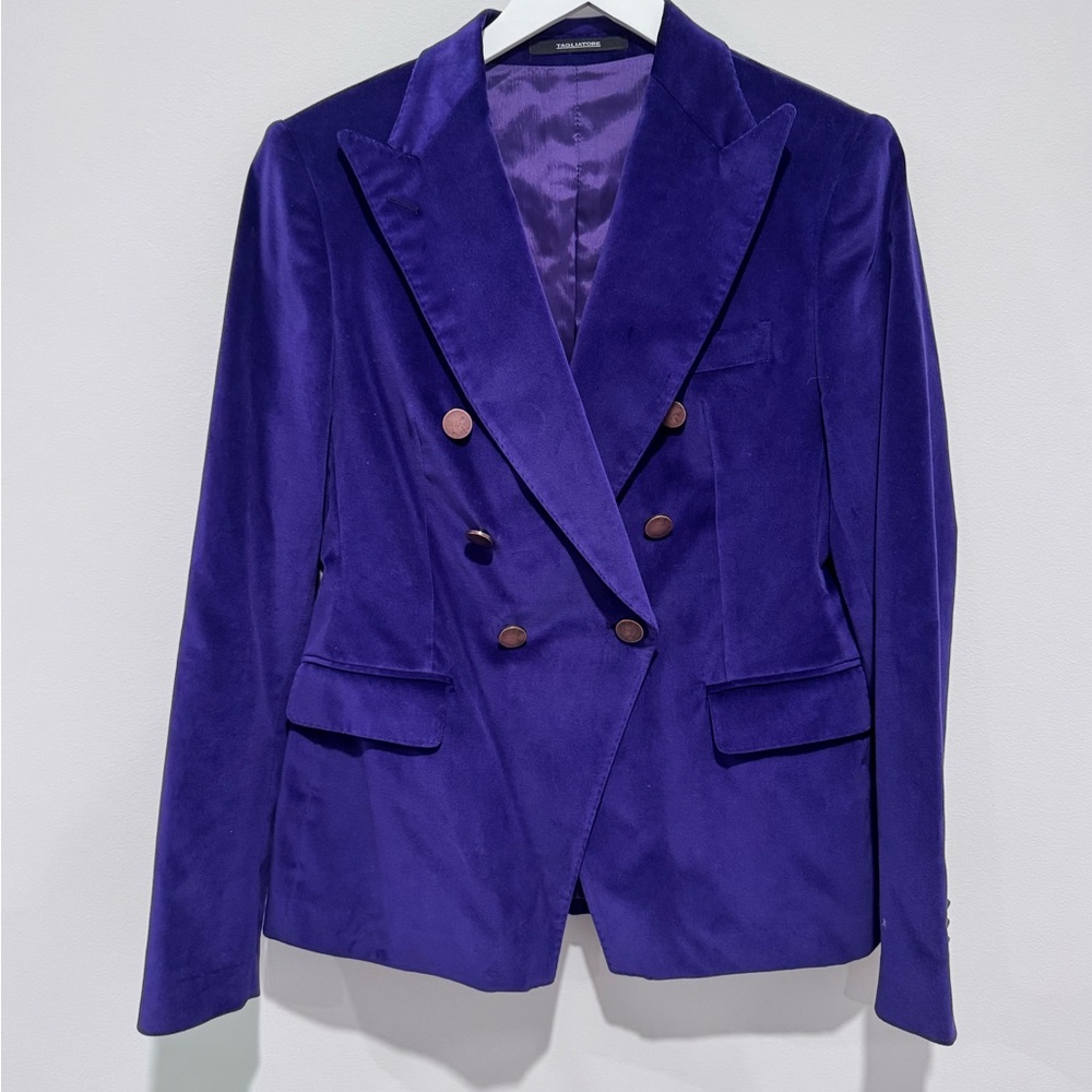 Women's Tagliatore Purple Double-Breasted Velvet Blazer